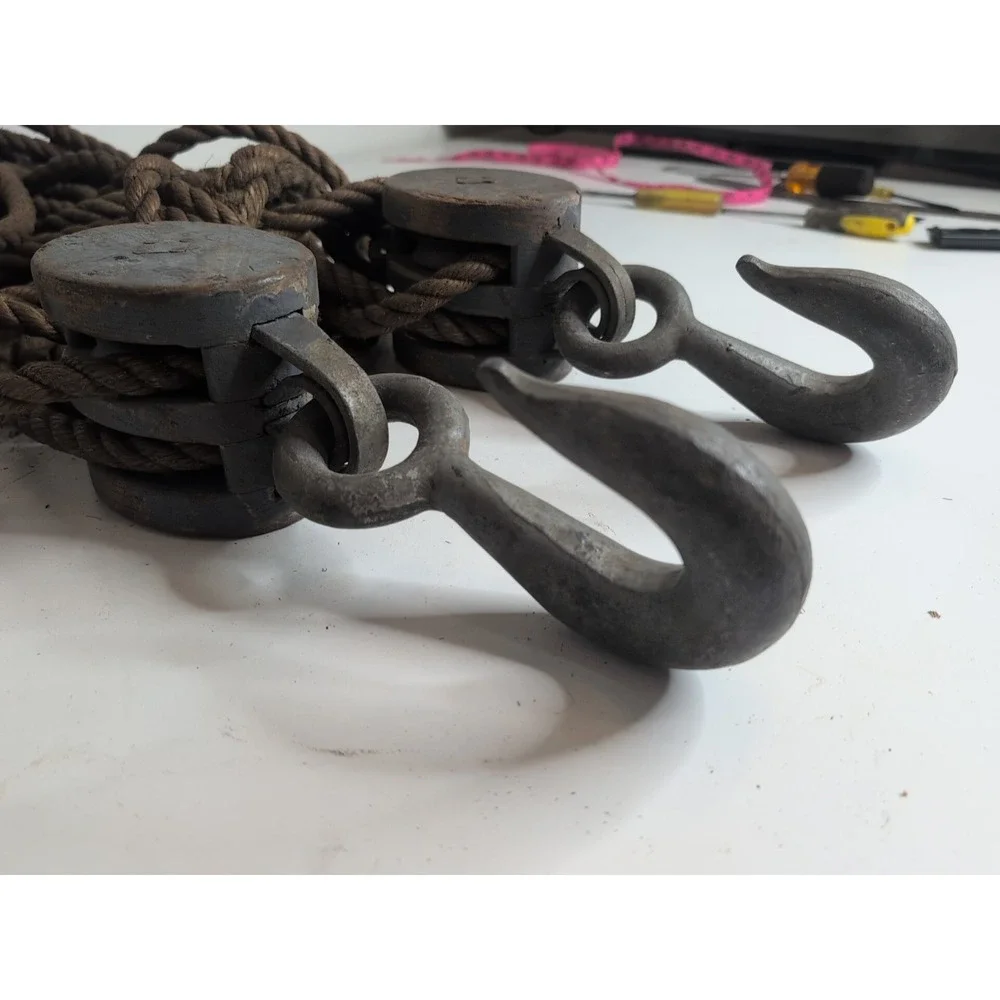 Two Large Vintage Pulleys With Large 7